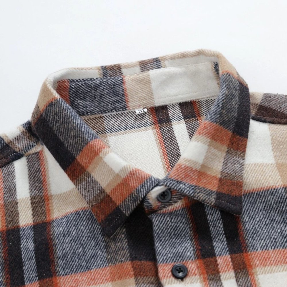 Preppy Plaid Print Men's Overcoat - Picture 6 of 9